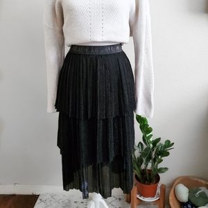 NWT Zara Three Tier Shimmer Midi Skirt